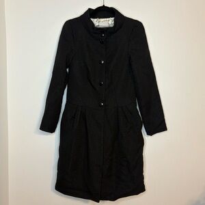 Walter Girl Black Textured Trench Coat With Heart Patch Size 4 With Pockets